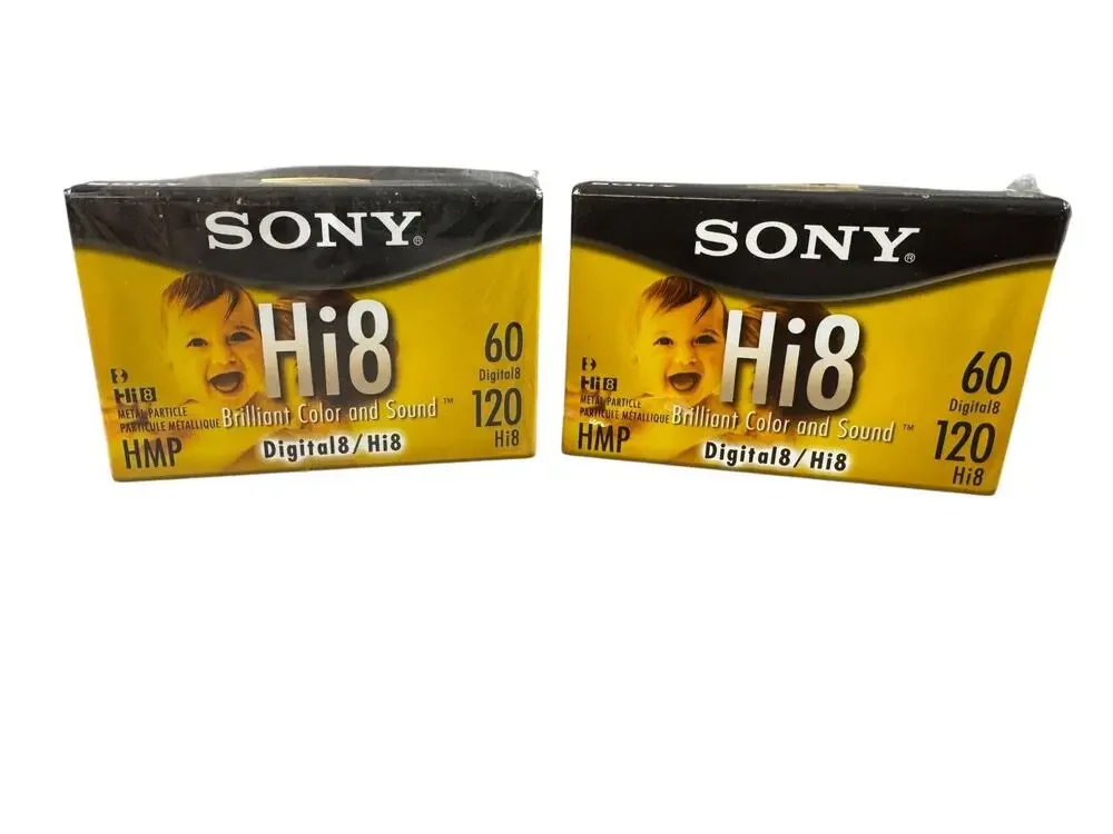 2) Sony Hi8 Digital 8 Video Cassette Tapes New Old Stock Sealed 120 Min